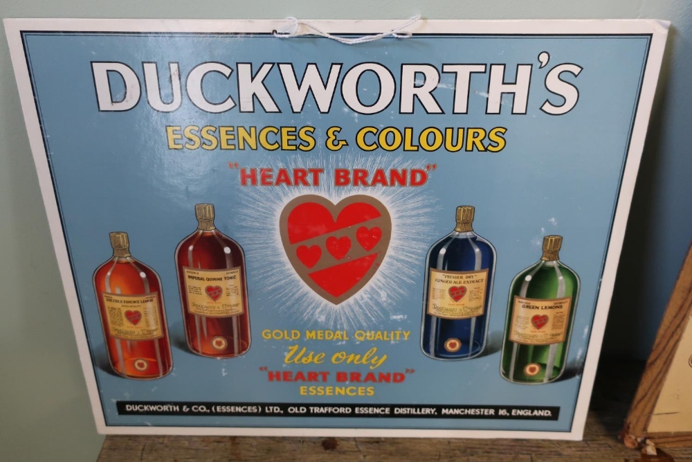 Shop hanging advertising board for Ducksworth's Essences and Colours (44.5cm x 36cm)