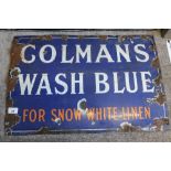 Vintage enamel Colman's Wash Blue For Snow White Linen advertising sign (61cm x 41cm)