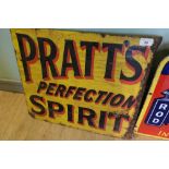 Double sided enamel advertising sign for Pratt's Perfection Spirit (53.5cm x 45.5cm)
