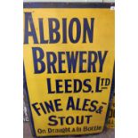 Enamel advertising sign for Albion Brewery Leeds Ltd `Fine Ales & Stout On Draft And In