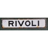 Enamel black and white sign 'RIVOLI' (83.5cm x 18cm)