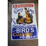 Enamel advertising sign for Birds Custard Powder 'A Proposal For Every Lady To Make Delicious