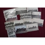 Box containing a small quantity of black and white railway related photographic postcards of
