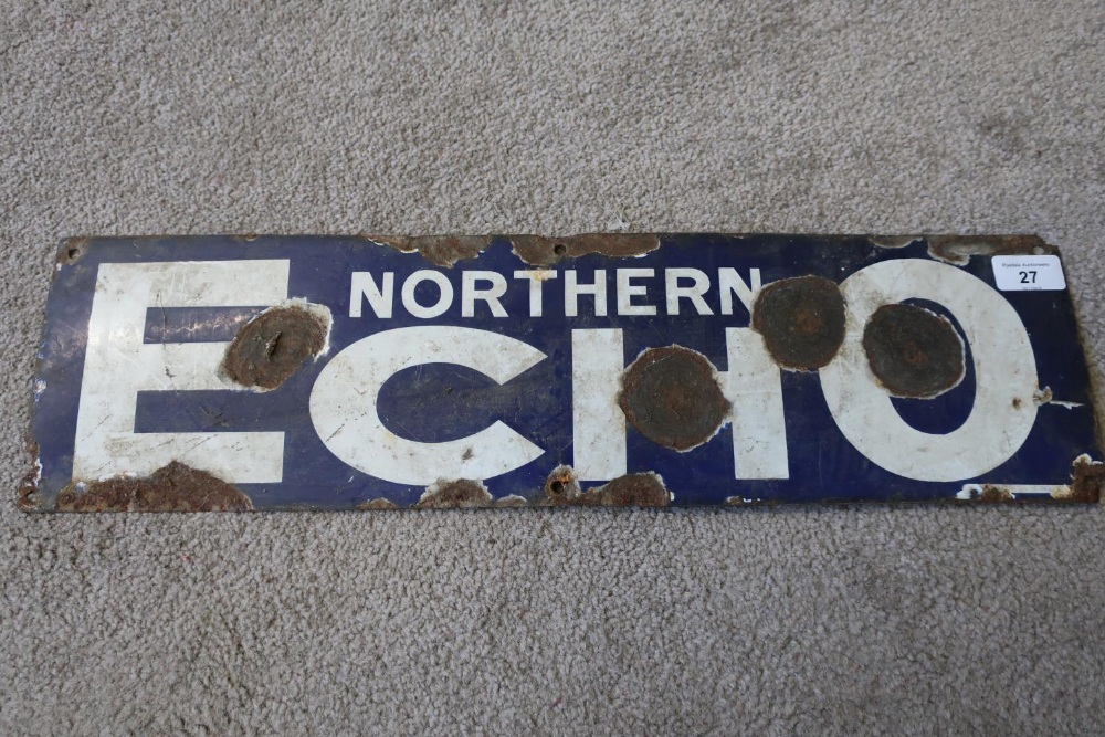 Enamel advertising sign for The Northern Echo (56cm x 15cm)