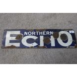 Enamel advertising sign for The Northern Echo (56cm x 15cm)