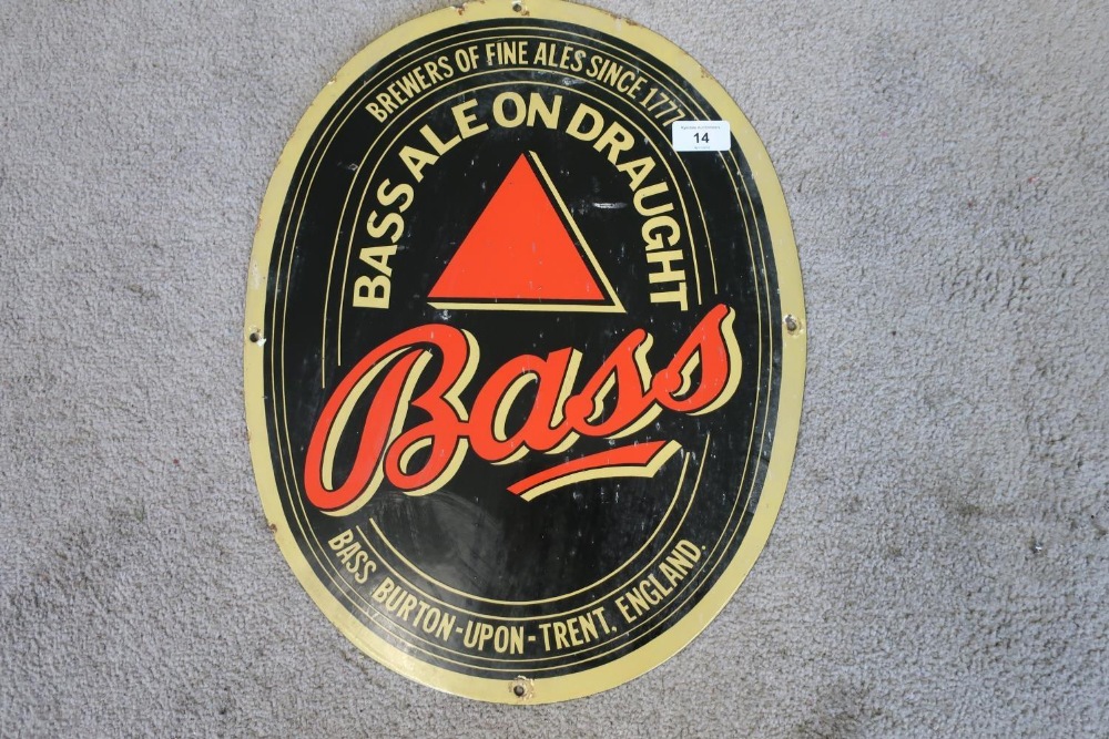 Oval enamel advertising sign for Bass Ale (36cm x 45.5cm)