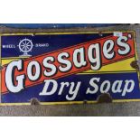 Enamel advertising sign for Wheel Brand Gossages Dry Soap (59cm x 30.5cm)