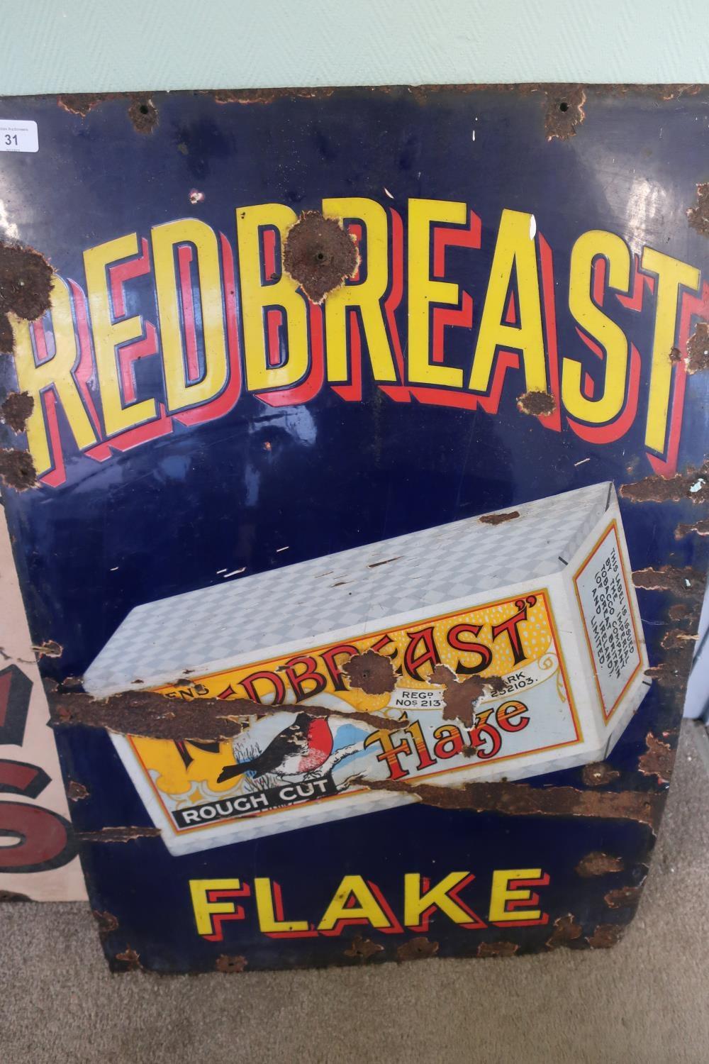 Enamel advertising sign for Redbreast Flake (tobacco) (61cm x 91.5cm)