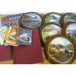 Collection of six various wooden framed collects plates including Davenport, Royal Doulton etc