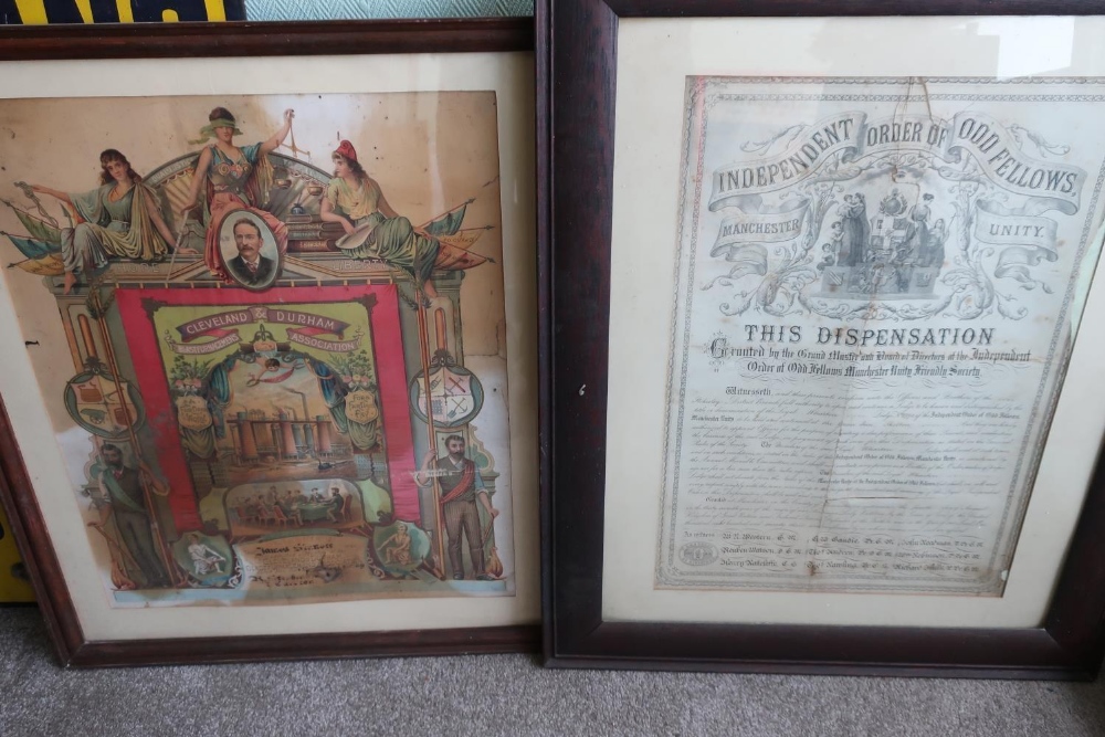 Framed poster for the Independent Order of Odd Fellows, Manchester Unity Dispensation relating to