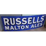 Russell's Malton Ales enamel advertising sign (182.5cm x 60.5cm)