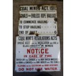 Two enamel Coal Mining Regulations Act signings including Notice In Case Of Fire and Act 1911