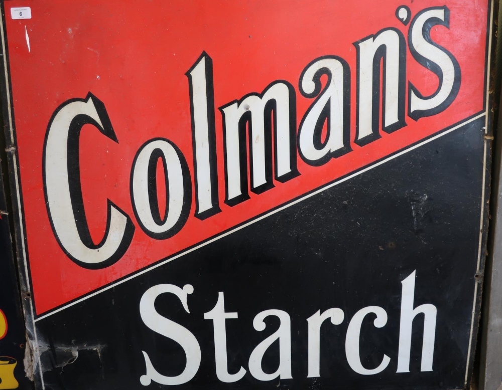 Vintage enamel advertising sign for Colman's Starch (96cm x 91cm)