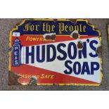 Small enamel advertising sign for Hudson Soap (48.5cm x 35.5cm)