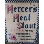 Vintage enamel advertising sign for Mercers Meat Stout (68.5cm x 92cm)