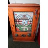 Vintage light oak cased penny slot pinball arcade machine 'Win and Place' by R and W London (50cm