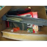 Box containing a large quantity of Hornby and other OO gauge accessories including turntables,