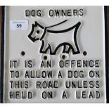 Cast alloy Dog Owners road sign (22cm x 22cm)