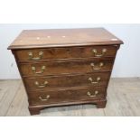 Small 19th C chest of four drawers on raised bracket feet (78cm x 39cm x 74cm)