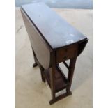 Unusual 19th/20th C mahogany drop-leaf gate leg table with under tier