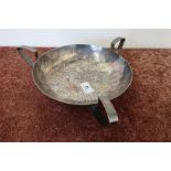Keswick silver plated Arts & Crafts bowl with hammered detail on three supports and leaf shaped