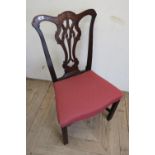 Early 19th C mahogany dining chair with upholstered seat and H shaped understretcher