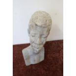 Carved African stone bust of a male (32cm high)