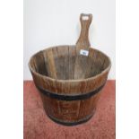 Coopered elm bucket with handle (28cm x 35cm)