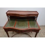 Superb quality reproduction mahogany serpentine front ladies writing desk with raised back with