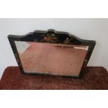 Circa 1920s chinoiserie rectangular dressing table mirror with bevelled edged mirrored panel and