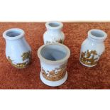 Group of Victorian blue ground Prattware decorated with classical and later hunting scenes,