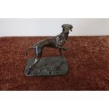 Bronze figure of an English Pointer dog on rectangular naturalistic setting base (13.5cm x 8.5cm x