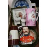 Miniature Shelley Parian bust of Earl Kitchener, a late Victorian teapot stand depicting Field