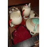 Susie Cooper Art Deco design three piece tea set, etc