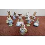 Ten Beswick Beatrix Potter figures Mrs Tiggy Winkle, Mrs Rabbit and Bunnies, Mr Benjamin Bunny,