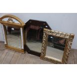 Contemporary Neo classical design bevelled edge mirror in gilt frame, a similar contemporary