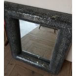 Contemporary wall mirror in crackle glazed frame