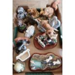 Resin figure of a Red Squirrel, other pottery and resin animal ornaments including Foxes, Dolphins