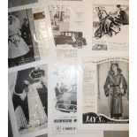 Selection of various advertising type pictures including Singer Gazelle car, Brides and