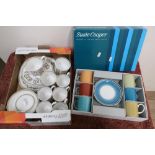 Susie Cooper 'Gay Stripes Sevres' No. C2144 six piece coffee service in original box and a part