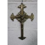 Brass wall hanging crucifix (length 32cm)