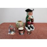 Royal Doulton Toby jug 'Toby Ale', Royal Doulton Dickens-ware baluster vase, Royal Doulton figure '