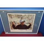 Framed & mounted signed Eldrick Tiger Woods Bankok Thailand 1996 print