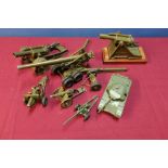Box of various Dinky Britons and other military field guns and Centurion tank including one