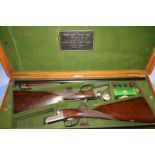 Cased pair of Westley Richards 12 bore side by side ejector shotguns, with 28 inch barrels, choke