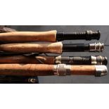 Four fly rods including a Fulling Mill 2 piece 9ft rod, Enigma True Cast, Barkley Phazer and a
