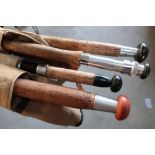 Edgar Sealey 3 piece salmon rod, a split cane Edgar Healey fly rod (Mayfly), a 3 piece salmon rod by