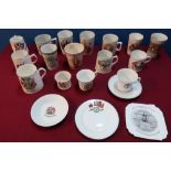 Quantity of mostly WWI related commemorative beakers, ceramics etc including Doulton, Royal