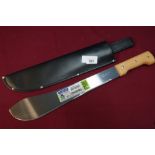 Large as new Tramontina Brazilian machete, two piece wooden grip and sheath