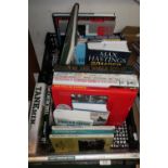 Two boxes containing a quantity of various hardback military related books, mostly WWII and some WWI